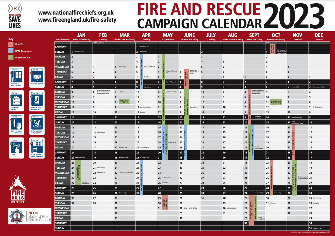 Fire Kills campaign calendar