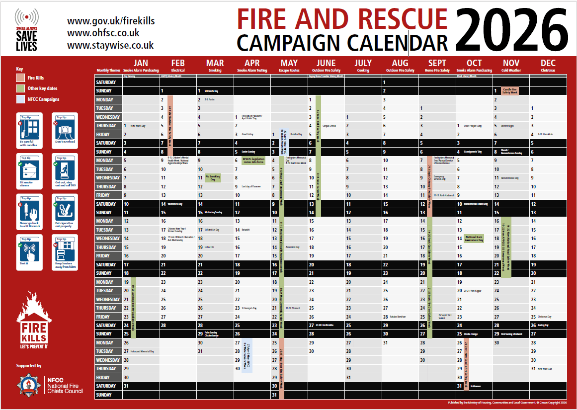 Fire Kills calendar image