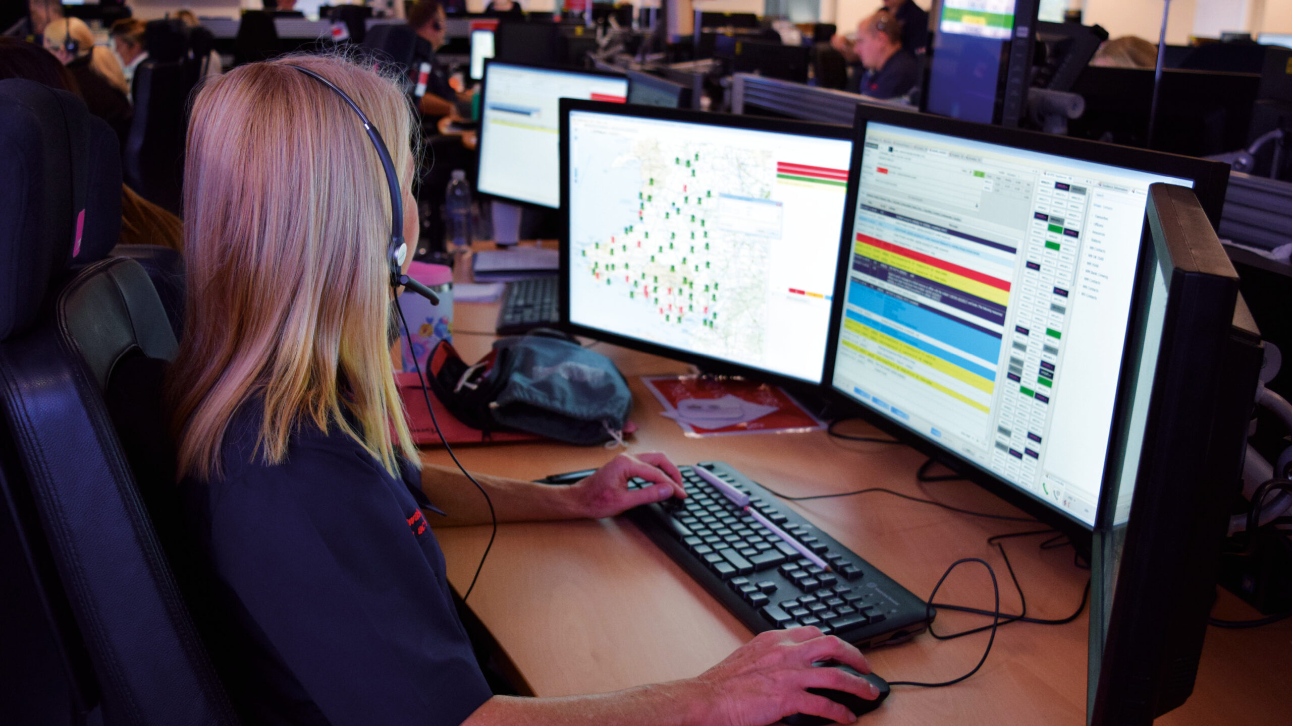 Fire control operator at desk